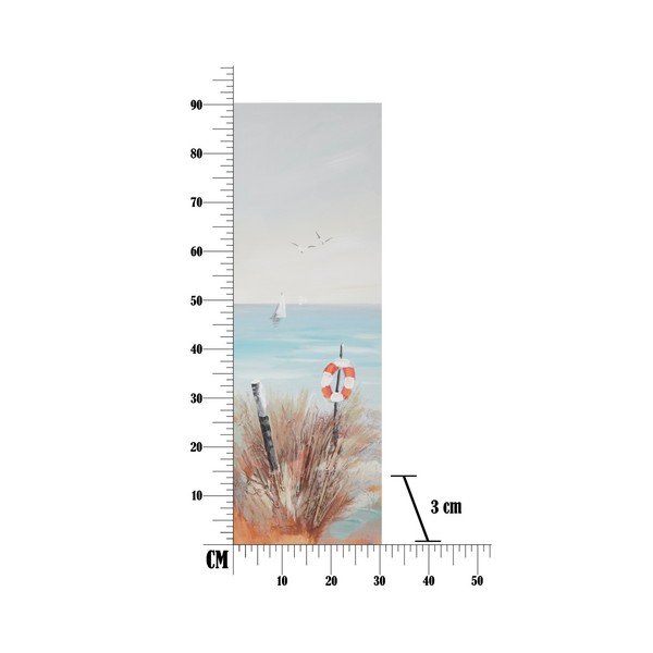 Ručne maľovaný obraz v ráme z borovicového dreva Mauro Ferretti Beach Lifebuoy, 30 × 90 cm-image-2