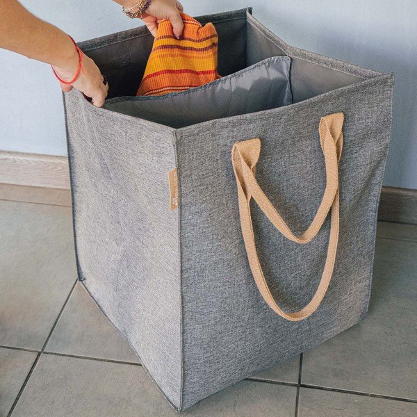 Sivý látkový kôš na bielizeň 71 l Laundry Hub Tweed duplo – Rolser-image-2