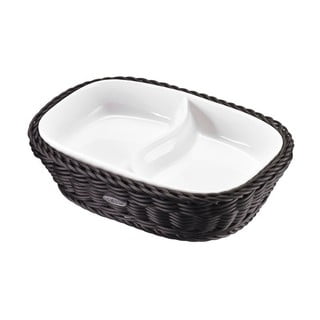 Porcelánová servírovacia miska v čiernom košíku Saleen, 22,5 x 16,5 x 5,5 cm