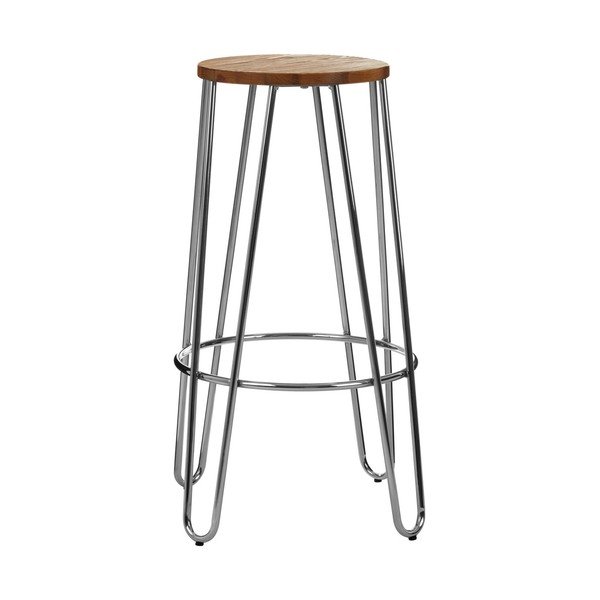 Barová stolička z brestového dreva v striebornej farbe/v prírodnej farbe (výška sedadla 75 cm) District – Premier Housewares