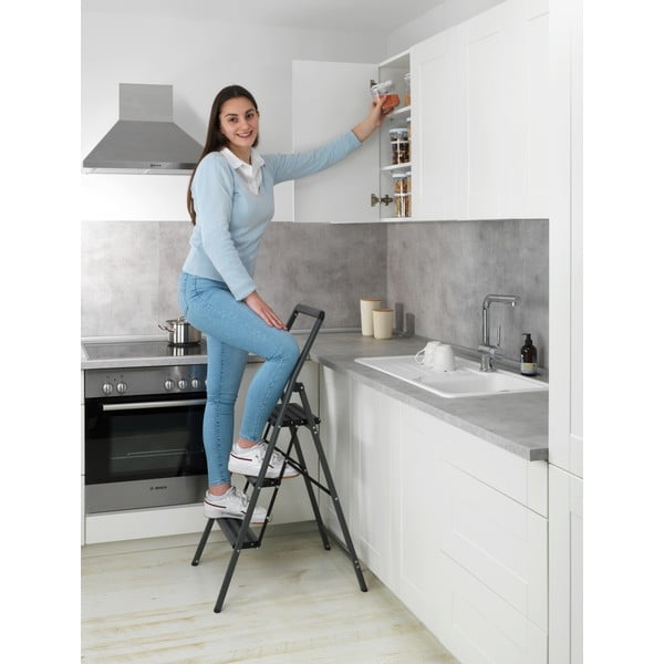 Sivé schodíky Wenko Compact, výška 114,5 cm-image-1