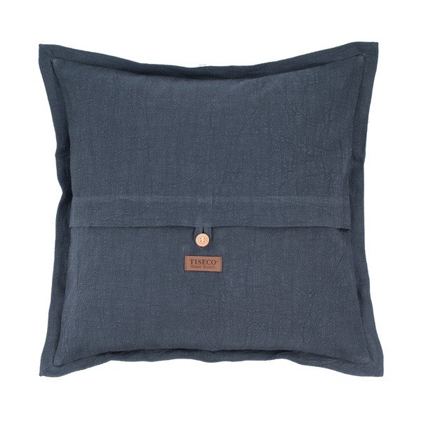 Tmavomodrý vankúš s prímesou ľanu Tiseco Home Studio, 45 x 45 cm-image-1