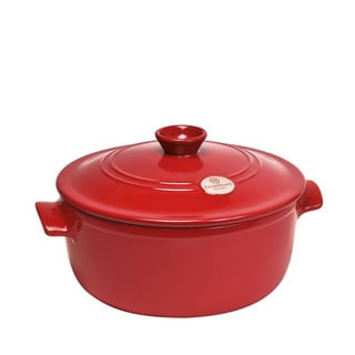Červený keramický okrúhly hrniec s pokrievkou Emile Henry Flame, ⌀ 27 cm