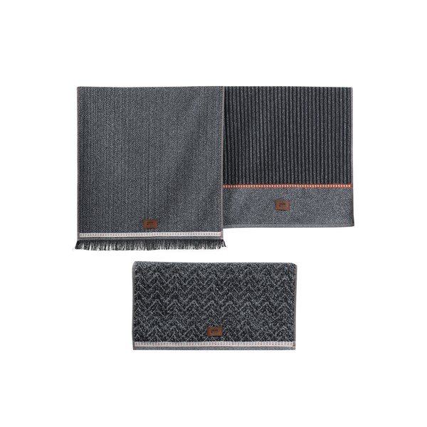 Antracitové uteráky v súprave 3 ks 50x90 cm Denim – Foutastic