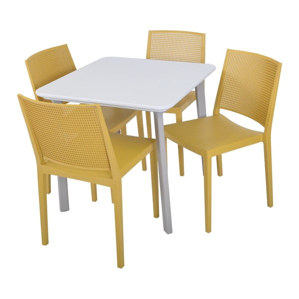 Žltá plastová záhradná stolička Grid – Rojaplast-image-4