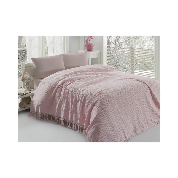 Ľahká bavlnená prikrývka cez posteľ Pique Powder, 220 × 240 cm-image-1