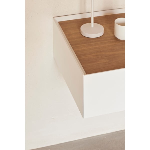 Biely závesný nočný stolík s doskou v dubovom dekore Arista – Teulat-image-2