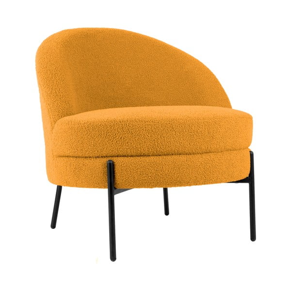 Okrovožlté kreslo z textílie buklé Noble – Leitmotiv