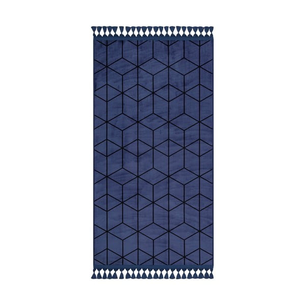 Modrý umývateľný koberec behúň 300x80 cm - Vitaus