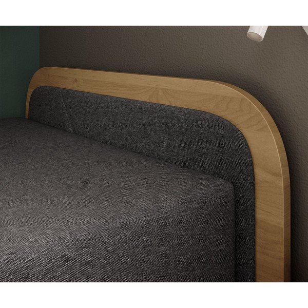 Okrovožltá/tmavosivá čalúnená/z drevotriesky jednolôžková posteľ s úložným priestorom s matracom 80x190 cm Parys – ELTAP-image-4