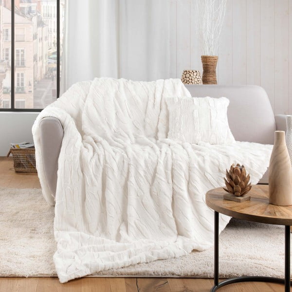 Krémová deka z mikroplyšu 180x220 cm Foxy – douceur d'intérieur-image-1