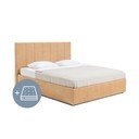 Čalúnená dvojlôžková posteľ s úložným priestorom s matracom/s roštom 180x200 cm v horčicovej farbe Thessa Bold Line – Bonami Selection