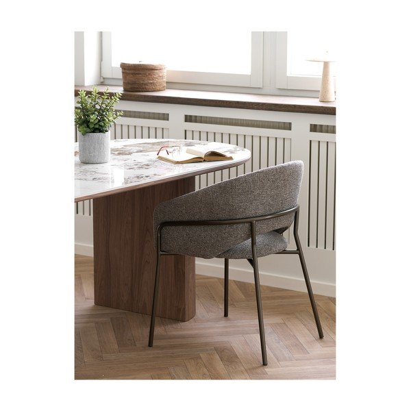Sivé oceľové jedálenské kreslo s podrúčkami Costa – House Nordic-image-2