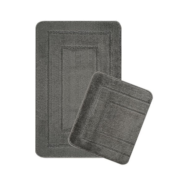 Antracitové kúpeľňové predložky v súprave 2 ks 50x80 cm Cerceve – Foutastic