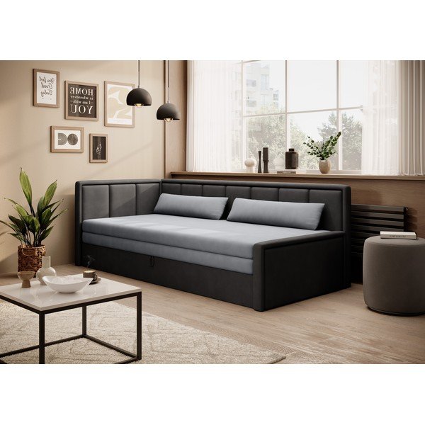 Tmavosivá ženilková rozkladacia/s úložným priestorom pohovka 214 cm Fulgeo – ELTAP-image-2