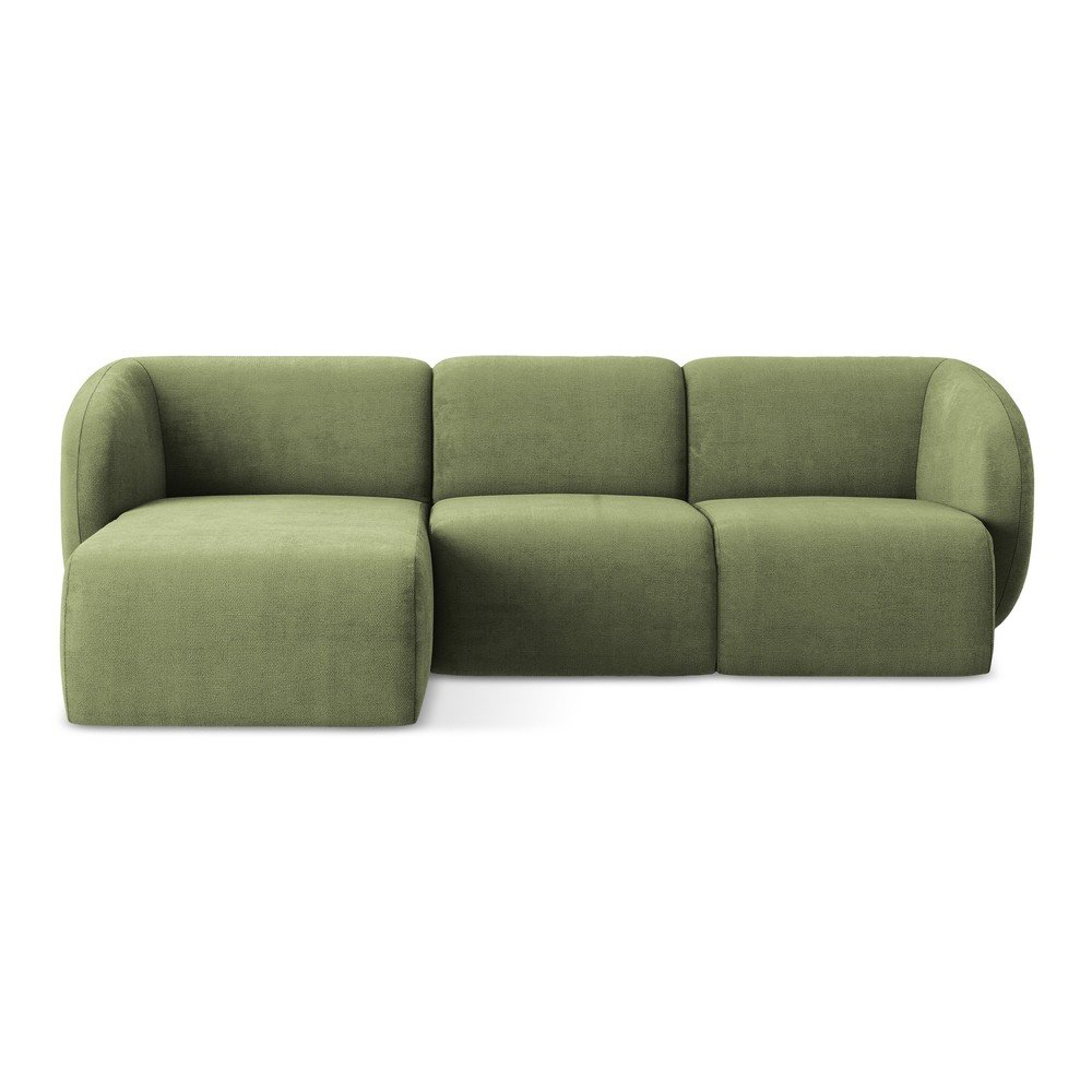 Zelená ženilková rohová pohovka (ľavý roh/s leňoškou) Lani – Makamii