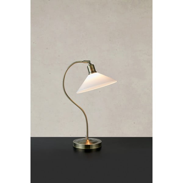 Stolová lampa so skleneným tienidlom v bielo-mosadzovej farbe (výška 49 cm) Vela – Markslöjd-image-2