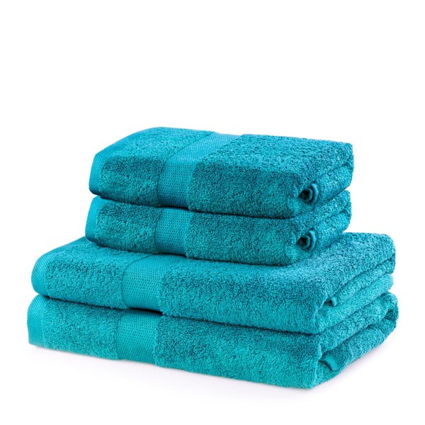 Tyrkysové froté bavlnené uteráky a osušky v súprave 4 ks Marina – DecoKing