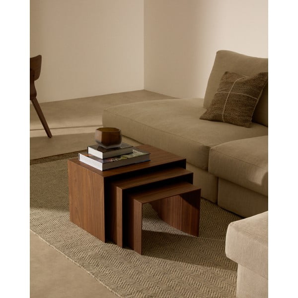 Odkladacie stolíky v súprave 3 ks v dekore orecha 40x60 cm Litto – Kave Home-image-2