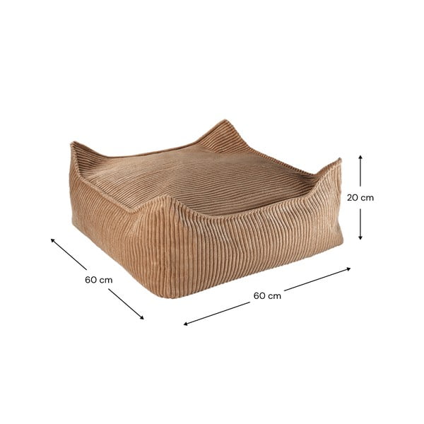 Hnedý menčestrový detský sedací vak Square – Wigiwama-image-4