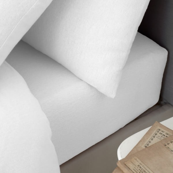 Biela napínacia flanelová plachta 135x190 cm Brushed – Catherine Lansfield-image-1