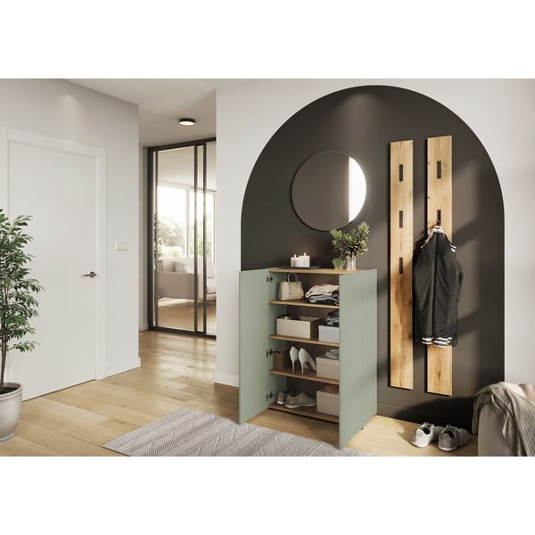 Svetlozelená predsieňová zostava v dekore duba 74x200x33 cm Alviano – Germania-image-2