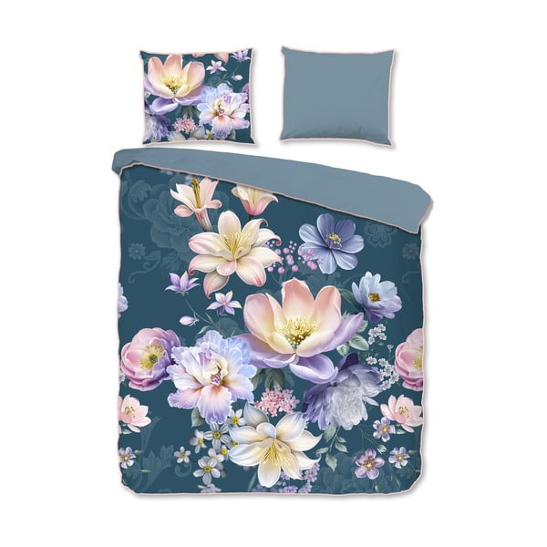 Modré obliečky na dvojlôžko/predĺžené z bavlneného saténu 200x220 cm Mirery – Descanso