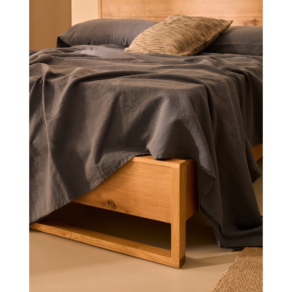 Dvojlôžková posteľ z dubového dreva s roštom 180x200 cm v prírodnej farbe Alguema – Kave Home-image-4