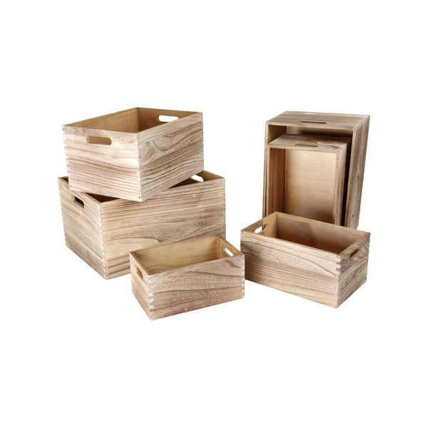 Sada 6 drevených úložných boxov Legler Wooden