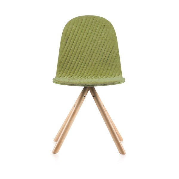 Svetlozelená stolička s prírodnými nohami IKER Mannequin Stripe