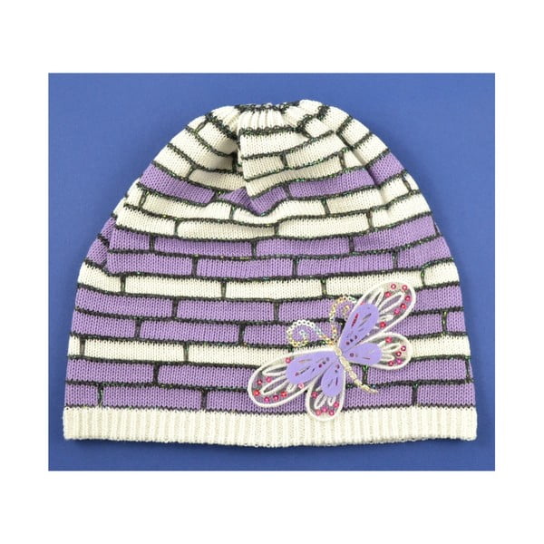 Dievčenská čapica Cegiel, biela/fialová