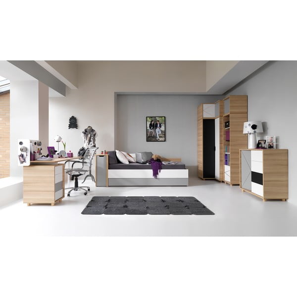 Skrinka so sivými dvierkami k jednolôžkovej posteli Vox Evolve-image-2