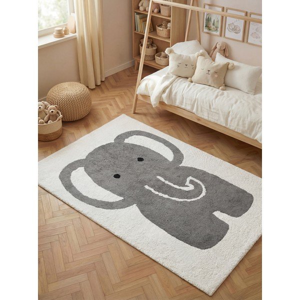 Sivý/krémovobiely prateľný/ručne tkaný bavlnený detský koberec 140x200 cm Snuggle Emil – Hanse Home-image-1