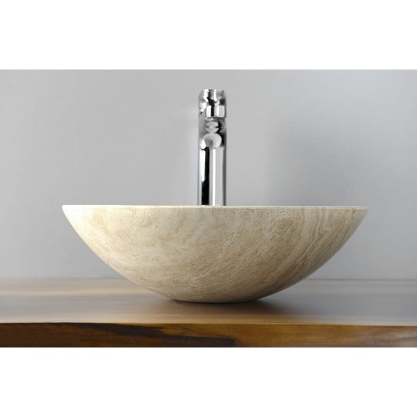 Krémové kamenné okrúhle umývadlo ø 40 cm Blok 1 – Sapho-image-2