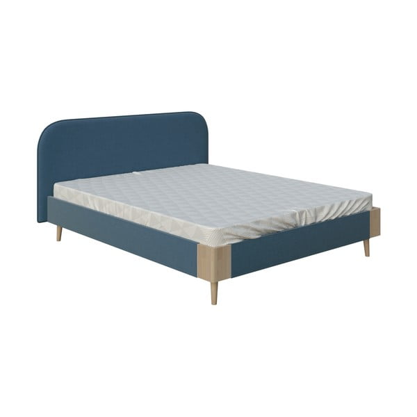 Modrá dvojlôžková posteľ PreSpánok Lagom Plain Soft, 140 x 200 cm