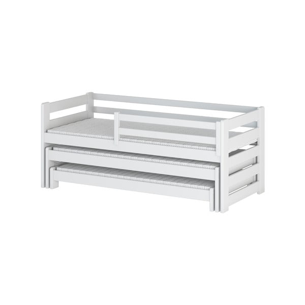 Biela detská posteľ z borovicového dreva s výsuvným lôžkom 90x190 cm Rico - Lano Meble