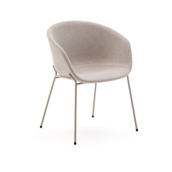 Béžové čalúnené jedálenské kreslo s podrúčkami Yvette – Kave Home