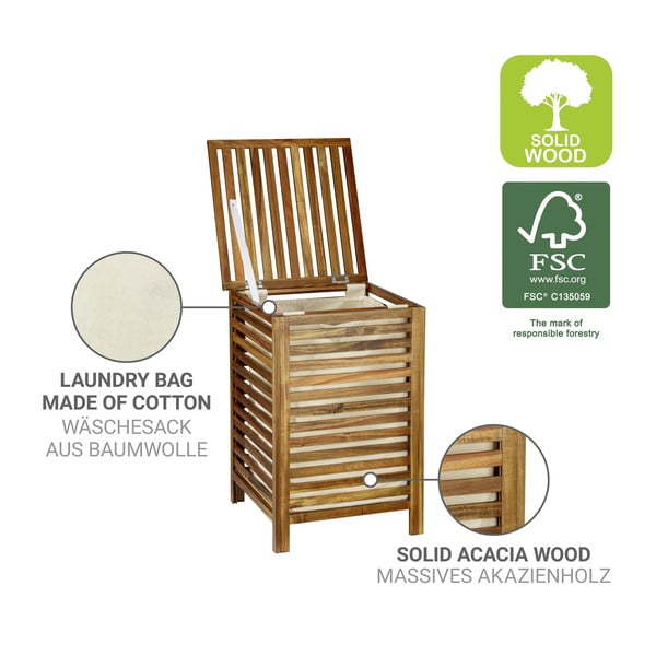 Tmavo prírodný drevený kôš na bielizeň 56 l Fondi – Wenko-image-2