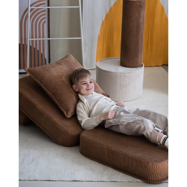 Hnedý menčestrový detský pohovkový vankúš Block – Wigiwama-image-1