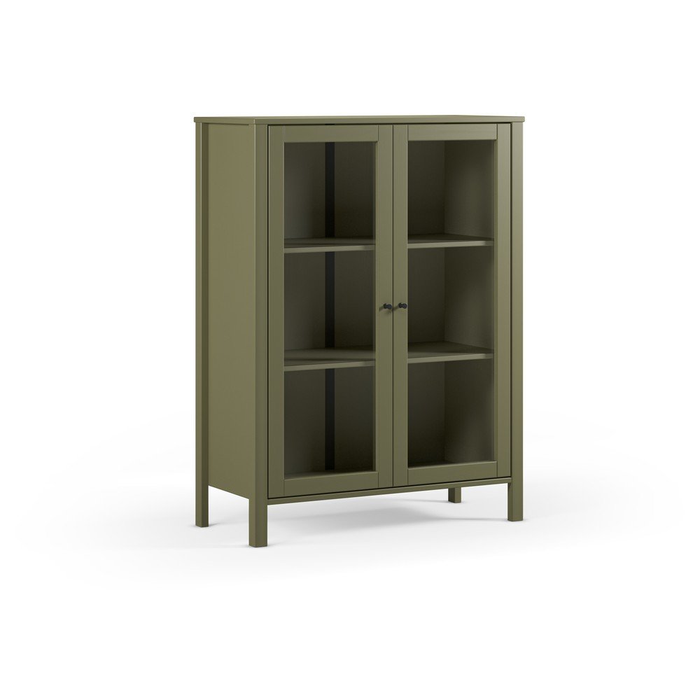 E-shop Zelená vitrína z borovicového dreva 90x120x40 cm Alessandra – Marckeric