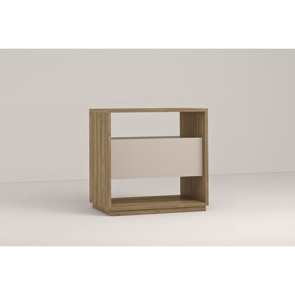 Krémovobiely/v prírodnej farbe nočný stolík v dekore duba Dennis – Marckeric-image-1