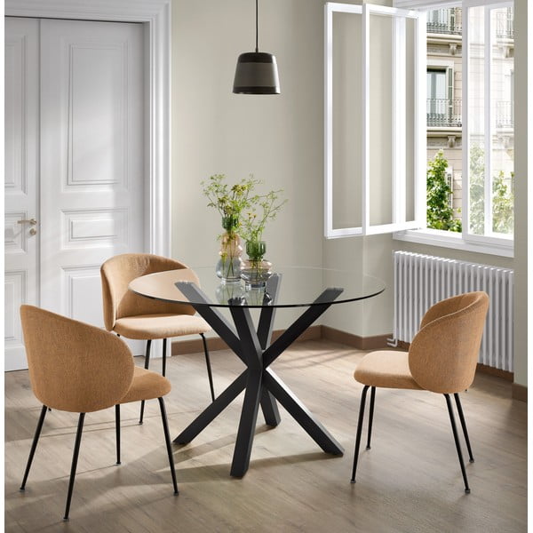Guľatý jedálenský stôl so sklenenou doskou Kave Home, ø 119 cm-image-1