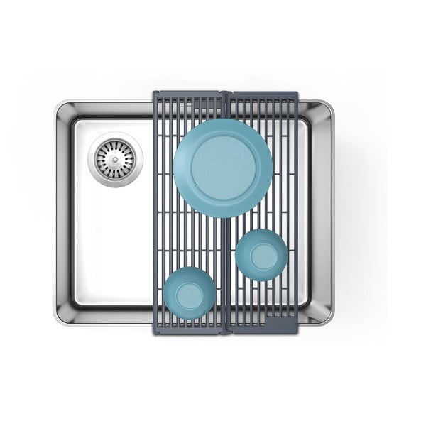 Sivá nastaviteľná plastová odkvapkávacia mriežka na drez 43x13 cm Platform – Joseph Joseph-image-4