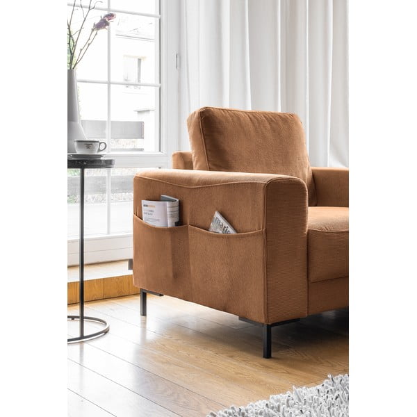 Oranžovohnedé menčestrové kreslo Lofty Lilly – Miuform-image-3