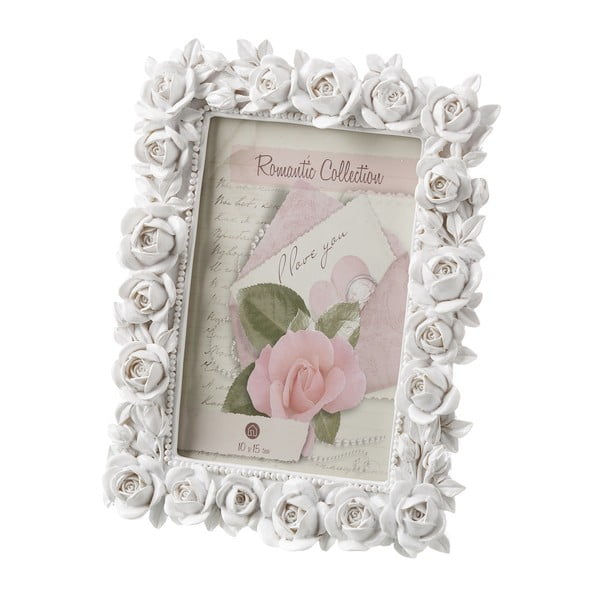 Dekoratívny fotorámik bielej farby Unimasa Roses, na fotografiu 10 × 15 cm