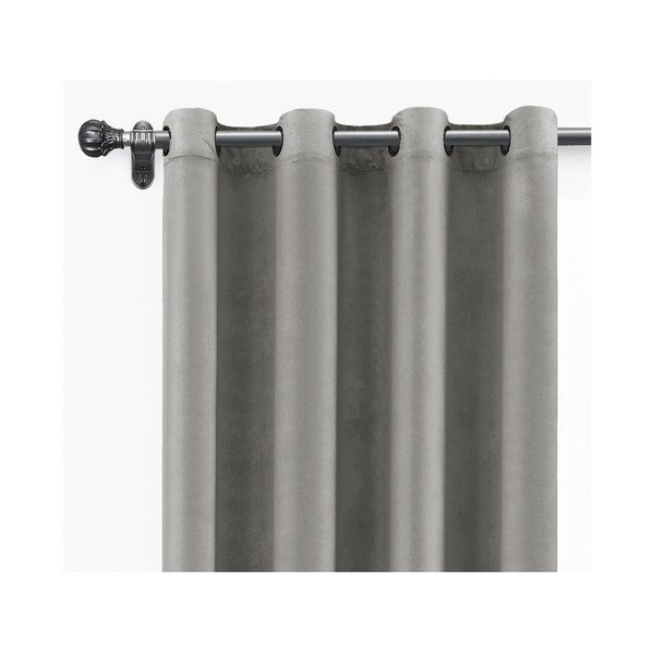 Sivý záves zo zamatu Velvet Atelier, 140 × 260 cm