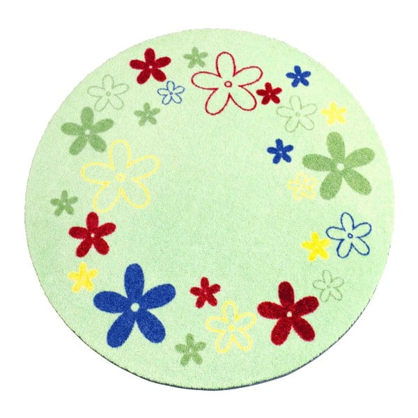 Detský zelený koberec Zala Living Flower, ⌀ 100 cm