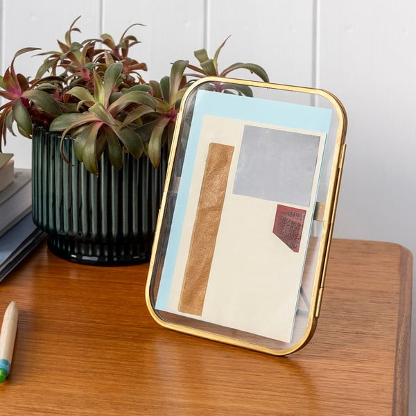 Kovový stojací rámček v zlatej farbe 14x18 cm – Rex London-image-1