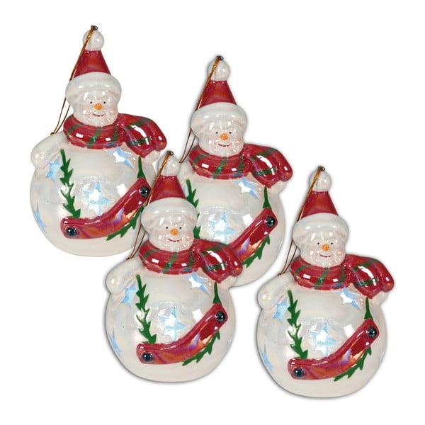 Sada 4 dekoratívnych sošiek v tvare snehuliaka Naeve, Ø 7 cm