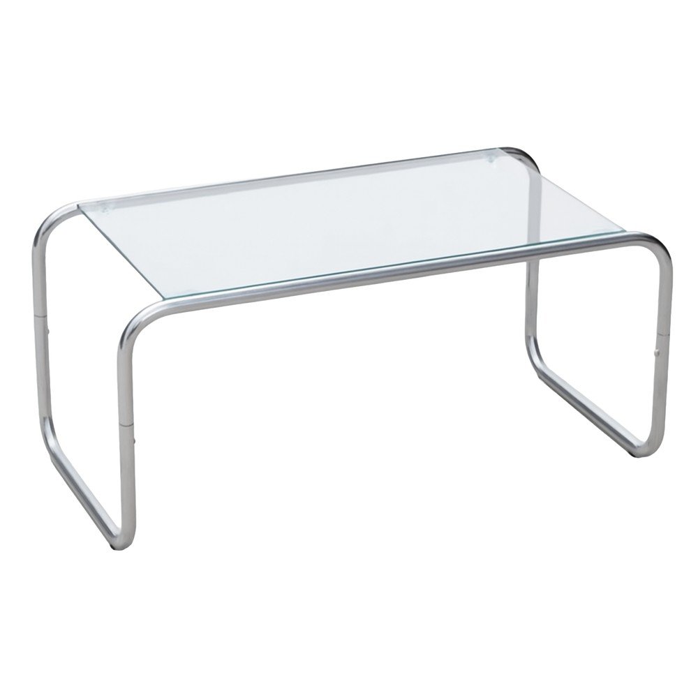 E-shop Konferenčný stolík so sklenenou doskou v striebornej farbe 40x80 cm Ventana – Leitmotiv